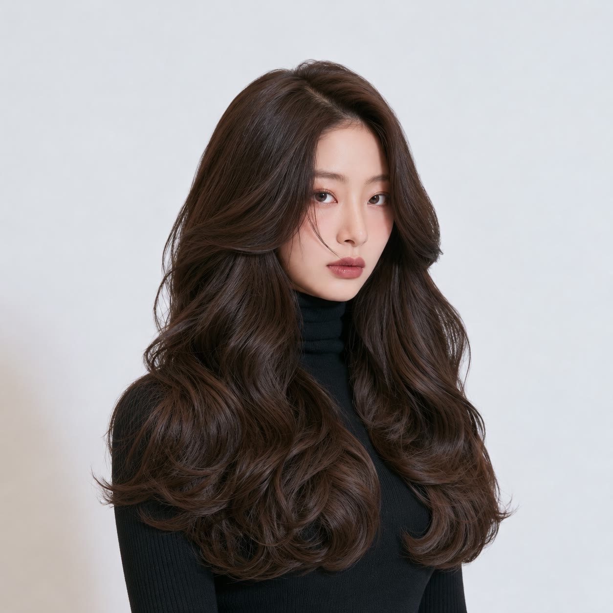 여자 글램펌 오른쪽 앞 45도 스타일 각도 시뮬레이션
